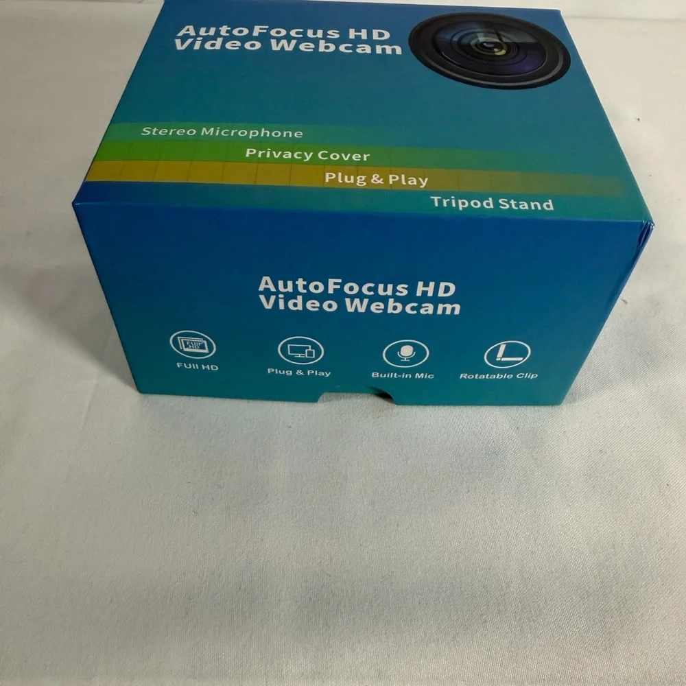 Blue Webcam with Privacy Cover
